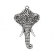 Elephant head zamak ethnic pendant 32mm Antique Silver Plating
