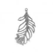 Openworked Leaf pendant 34 mm Antique Silver Plating x1