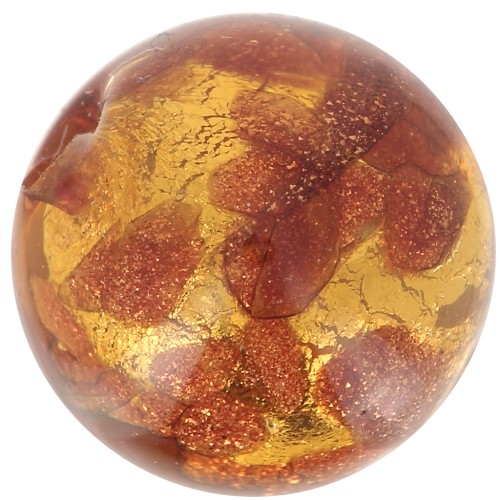 Amber gold foil Murano round 10mm x1