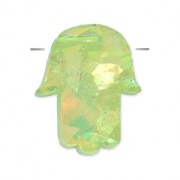 14mm Hamsa hand horizontaly drilled - imitation Green Opal x1