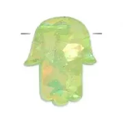 14mm Hamsa hand horizontaly drilled - imitation Green Opal x1