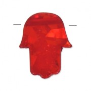 14mm Hamsa hand horizontaly drilled - imitation Red Opal x1