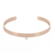 Brass cuff bracelet with 1 loop to customize 5,1x160 mm Rose Gold Tone