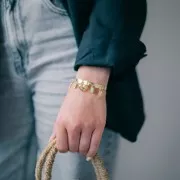 Brass cuff bracelet with 5 loops to customize 6,2x160 mm Silver Tone