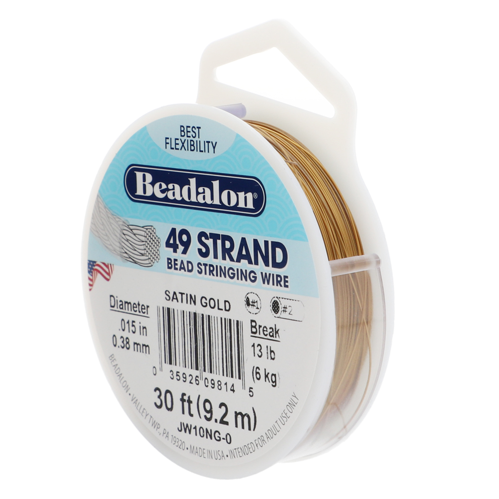 Beading wire 49 strands 0.38 mm Satin Gold Tone x9,2 m Perles & Co