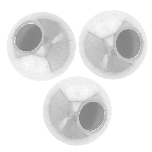 8 mm round beads with 3 mm hole in 925 Sterling Silver x5