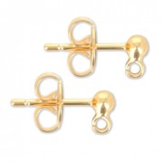 Ball Earstuds with a loop 3 mmfine Gold plated x2|raw }}