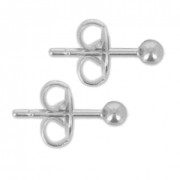 Ball Earstuds 3 mm Rhodium Tone x2|raw }}