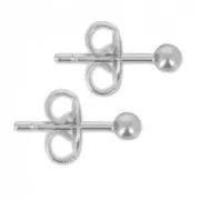 Ball Earstuds 3 mm Rhodium Tone x2