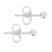 Ball Earstuds 3 mm fine silver plating x2
