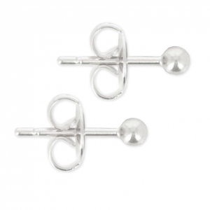 Ball Earstuds 3 mm fine silver plating x2