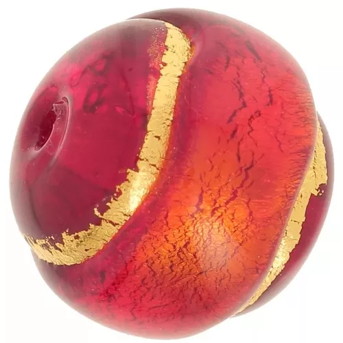 Murano Round surrounded with gold 12mm Rubino x1