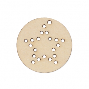 Round wooden pendant 30 mm to personalize - star pattern x1