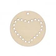 Round wooden pendant 30 mm to personalize - heart pattern x1