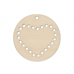 Round wooden pendant 30 mm to personalize - heart pattern x1