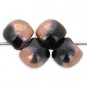 Mushroom glass beads 6 mm Jet Capri Gold x50|raw }}