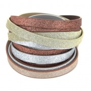 Fancy ribbon imitation leather 10 mm Gold Glitter x1.2m