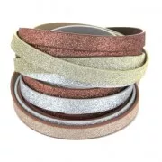 Fancy ribbon imitation leather 10 mm Gold Glitter x1.2m