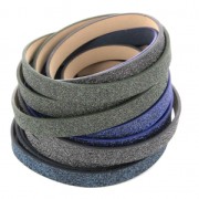 Fancy ribbon imitation leather 10 mm Blue/Black Glitter x1.2m