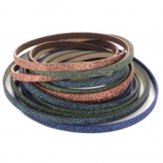 Fancy ribbon imitation leather 5 mm Dark Blue Glitter x1.2m