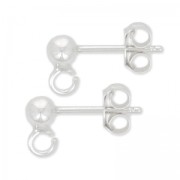 925 Sterling Silver - Made in Europe - 4mm ball earstuds x2|raw }}