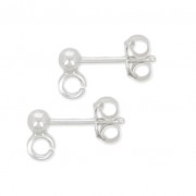925 Sterling Silver  - Made in Europe - 3 mm ball earstuds x2