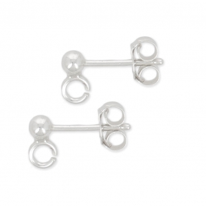 925 Sterling Silver  - Made in Europe - 3 mm ball earstuds x2