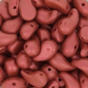 Zoliduo® Right pressed glass beads with two holes 5x8mm Red Metallic Matx20