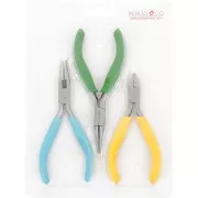 Kit de 3 Pinces à bijoux de qualité professionnelle - Pince plate, Pince ronde, Pince coupante