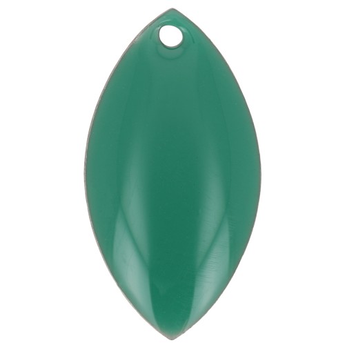 Metal and epoxy resin navettes 19x10 mm emerald green x 8