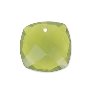 Square faceted pendant 10 mm imitation gem - Hydro Tourmaline Olivine x1