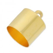 15x12mm Plain Glue-In Cord End with Ring for 11mm cords - Gold Tone x4|raw }}