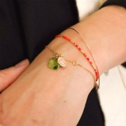 Square faceted pendant 10 mm imitation gem - Hydro Peridot x1