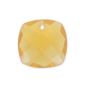 Square faceted pendant 10 mm imitation gem - Hydro Citrine x1