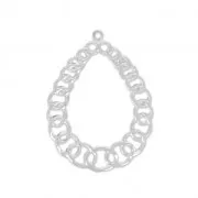 Light filigree iron drop pendants 34x25.5 mm Silver Tone x2