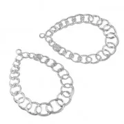 Light filigree iron drop pendants 34x25.5 mm Silver Tone x2