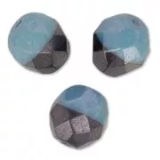 Faceted beads Duet 8 mm two-tone Black/Op Blue Lusterx20