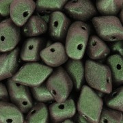 Czech Glass beads Gemduo 2 holes 8x5 mm Metallic Mat Chameleon Green x10g