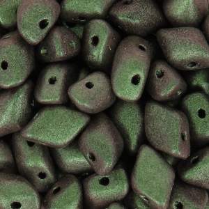 Czech Glass beads Gemduo 2 holes 8x5 mm Metallic Mat Chameleon Green x10g