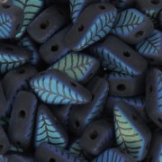 Czech Glass beads Kite Beads 9x5 mm Jet Mat Laser Leaf x10g|raw }}
