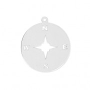925 Sterling Silver Compass Rose Charm - 19 mm x1|raw }}
