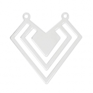 925 Sterling silver badge spacer/pendant 2 loops 22x21.5 mm x1