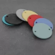 2-hole round spacer covered with rubber 18 mm Blue x1