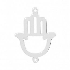 925 Sterling silver Hamsa hand connector 2 loops 20x15 mm x1