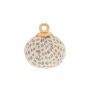 17 mm round plastic pompom with clip - Cream/Grey x1