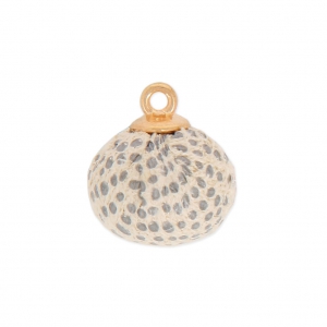 17 mm round plastic pompom with clip - Cream/Grey x1