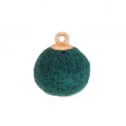 17 mm round synthetic pompom with clip - Petrol/Black x1
