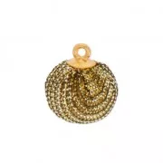 Round imitation Glitter pompom with loop 17 mm - Gold Tone x1
