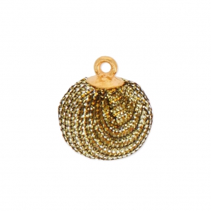 Round imitation Glitter pompom with loop 17 mm - Gold Tone x1
