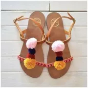 Round imitation Glitter pompom with loop 17 mm - Gold Tone x1